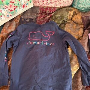 Vineyard Vines Blue Long Sleeve Tee with Whale Graphic